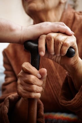 Caregiver supporting resident