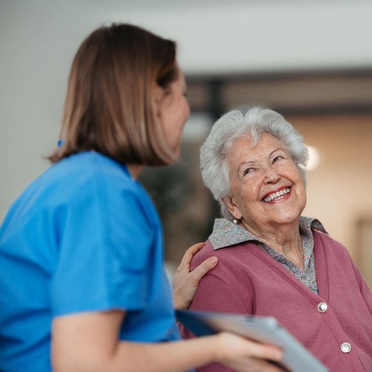 Caregiver with elderly patient